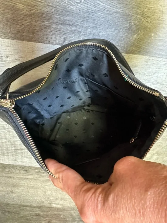 Kate Spade New York Black Pebbled Leather Shoulder Bag Zip Top Classic Purse - Picture 5 of 7
